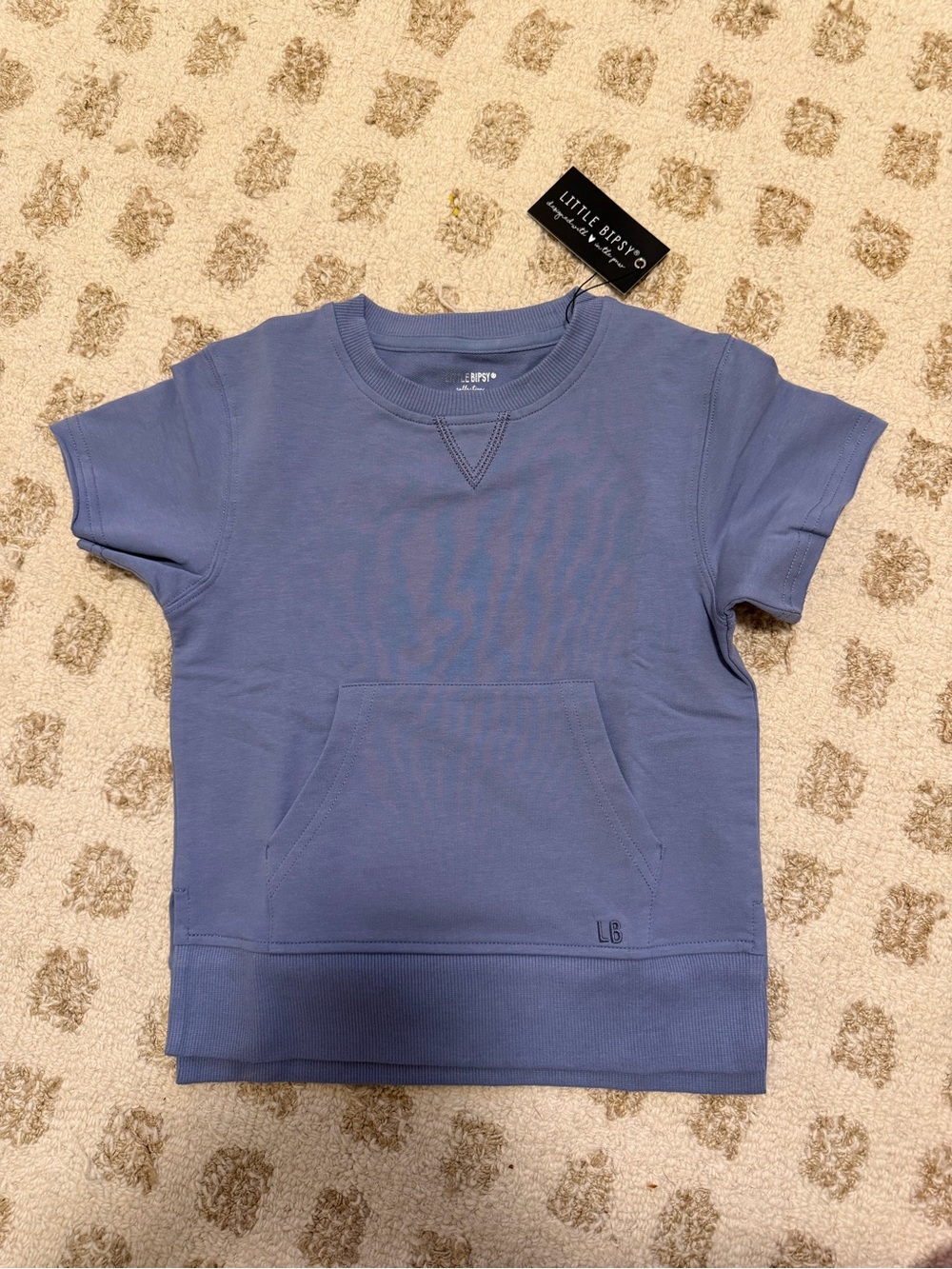 Little Bipsy Short-Sleeve Pullover Sweatshirt in Dusty Blue